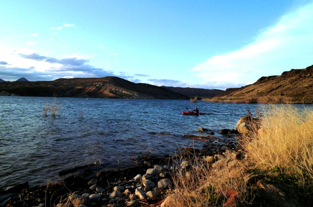Kayak on the lake at Gunlock State Park Utah