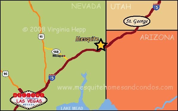 Mesquite NV - Las Vegas NV - St George UT Map