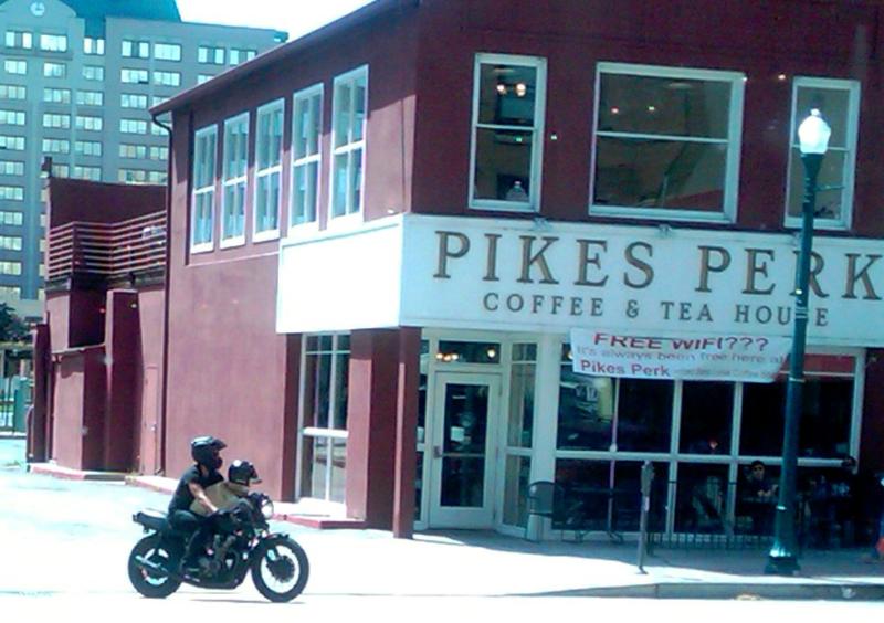 Dog driving a motorcycle in Colorado Springs